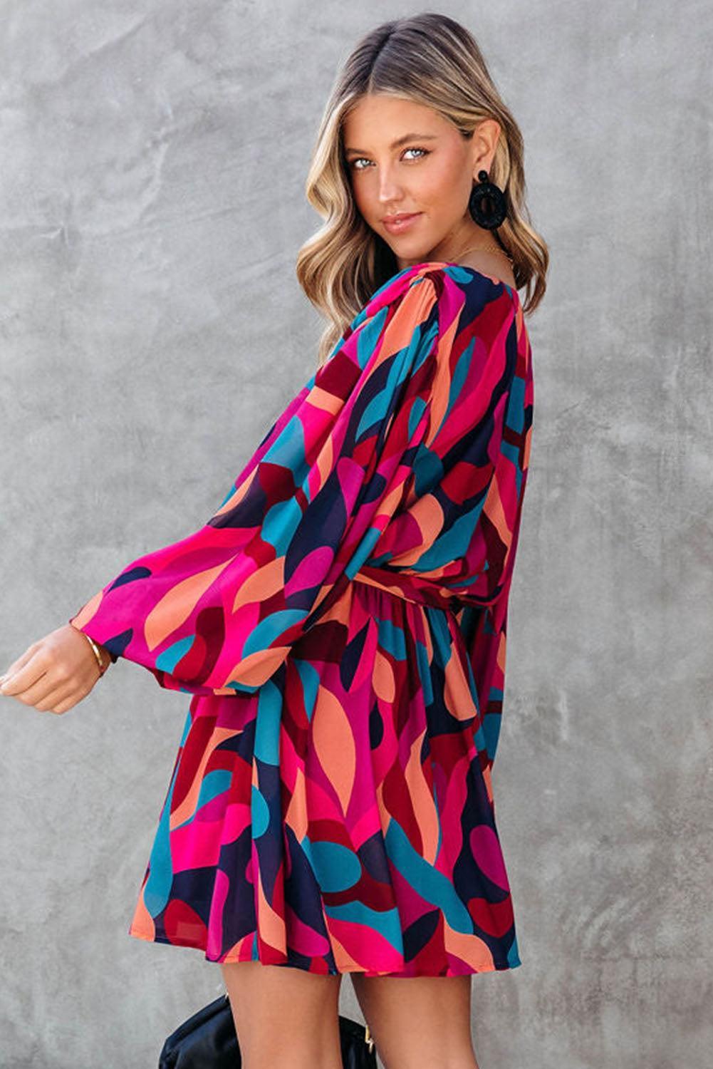 Robe Mini Colorée avec Ceinture pour Femmes