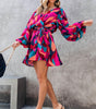 Robe Mini Colorée avec Ceinture pour Femmes