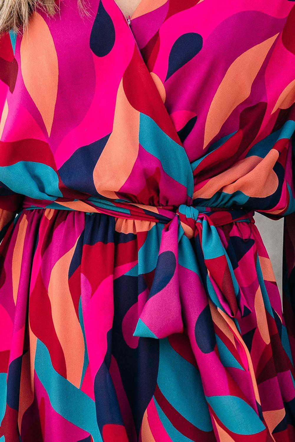 Robe Mini Colorée avec Ceinture pour Femmes