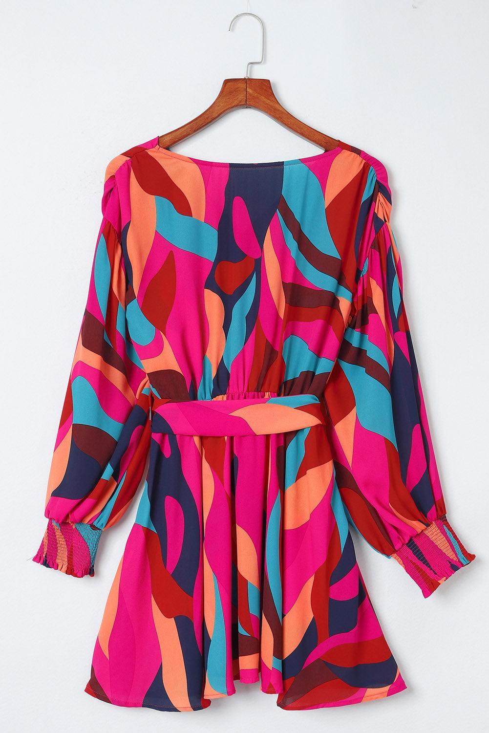 Robe Mini Colorée avec Ceinture pour Femmes