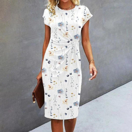 Robe Fleurie Manches Courtes pour Femmes
