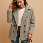 Manteau d'Hiver Court en Peluche pour Femmes