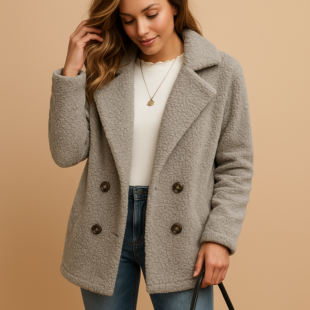 Manteau d'Hiver Court en Peluche pour Femmes