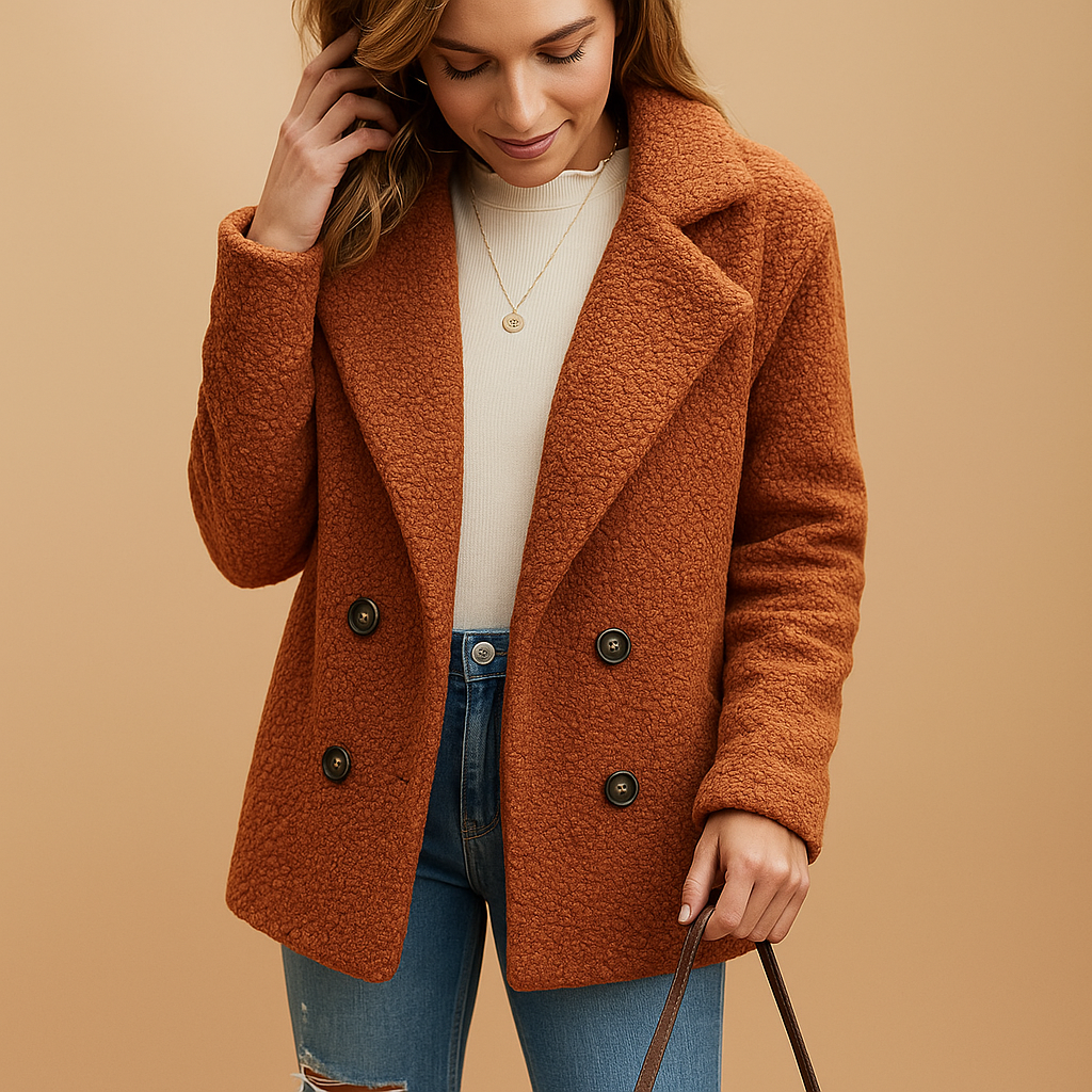 Manteau d'Hiver Court en Peluche pour Femmes