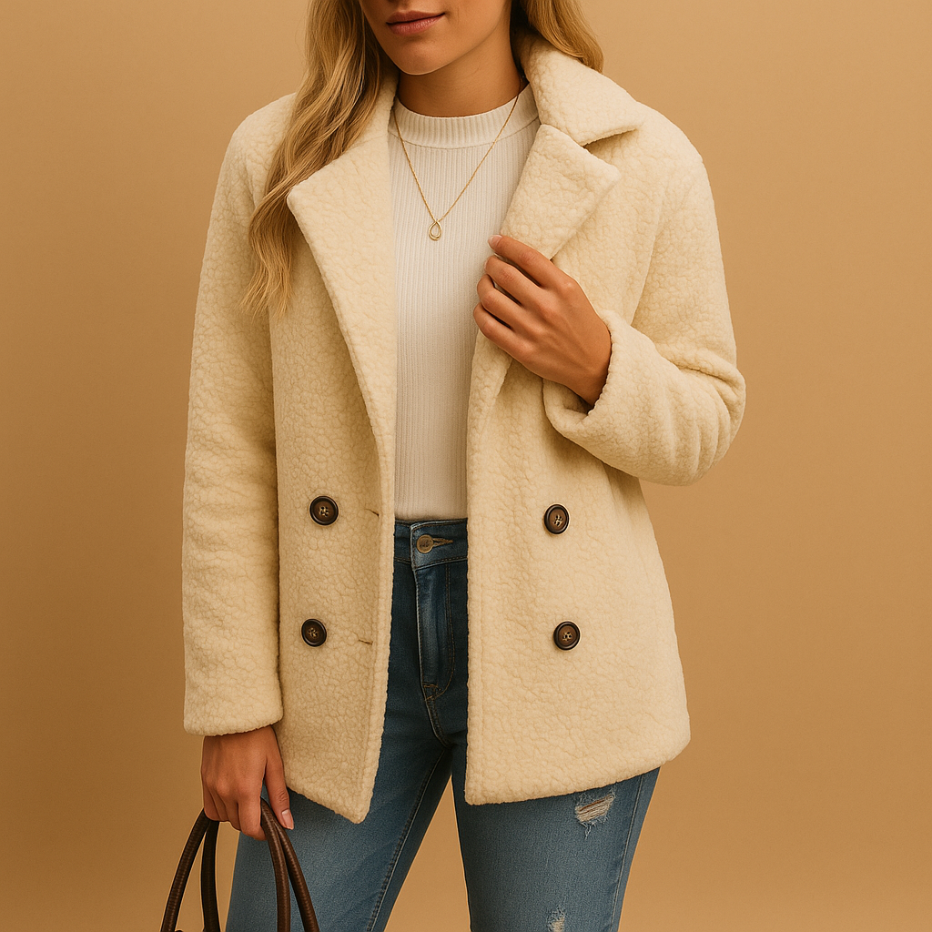 Manteau d'Hiver Court en Peluche pour Femmes