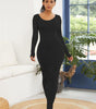 Robe Longue Bodycon Col Rond pour Femmes