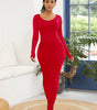 Robe Longue Bodycon Col Rond pour Femmes