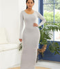 Robe Longue Bodycon Col Rond pour Femmes