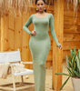 Robe Longue Bodycon Col Rond pour Femmes
