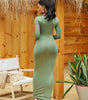 Robe Longue Bodycon Col Rond pour Femmes