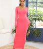 Robe Longue Bodycon Col Rond pour Femmes