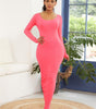 Robe Longue Bodycon Col Rond pour Femmes