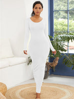 Robe Longue Bodycon Col Rond pour Femmes
