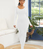 Robe Longue Bodycon Col Rond pour Femmes