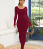 Robe Longue Bodycon Col Rond pour Femmes