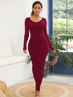 Robe Longue Bodycon Col Rond pour Femmes