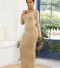 Robe Longue Bodycon Col Rond pour Femmes
