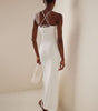 Robe Longue Col Halter avec Décorations Florales pour Femmes