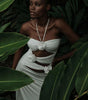 Robe Longue Col Halter avec Décorations Florales pour Femmes