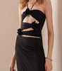 Robe Longue Col Halter avec Décorations Florales pour Femmes