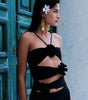 Robe Longue Col Halter avec Décorations Florales pour Femmes