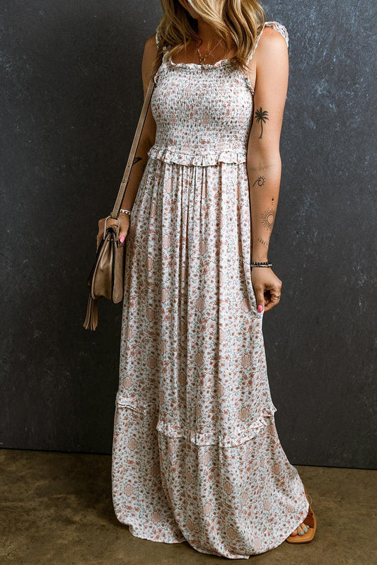 Robe Longue Florale avec Dentelle pour Femmes