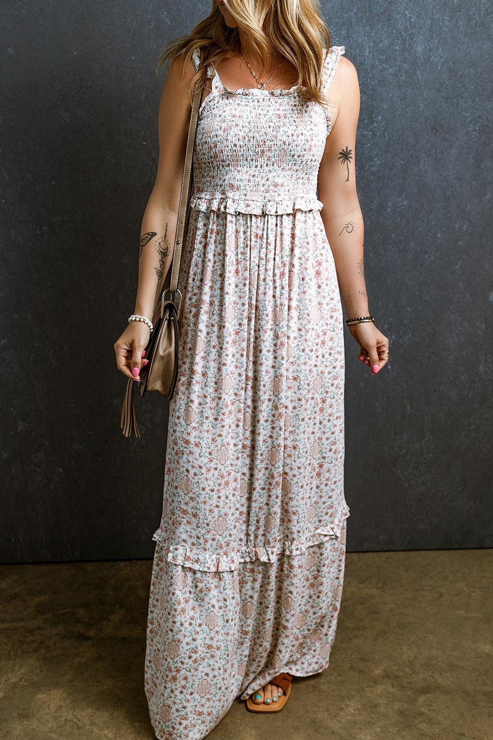 Robe Longue Florale avec Dentelle pour Femmes
