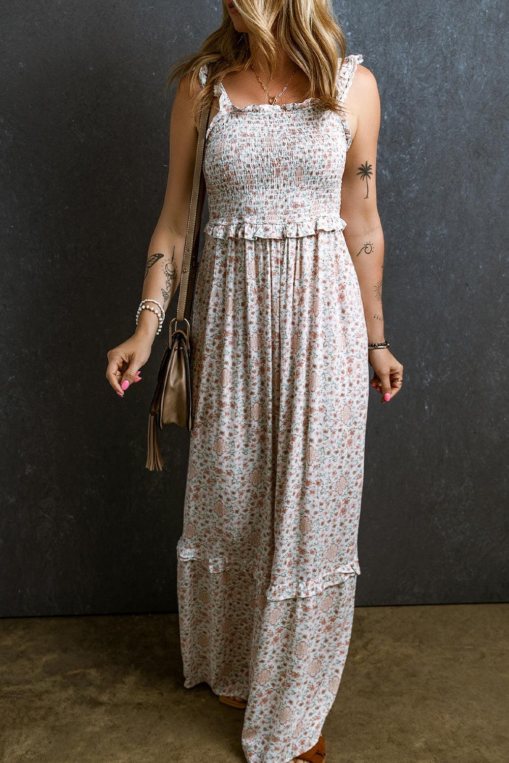 Robe Longue Florale avec Dentelle pour Femmes
