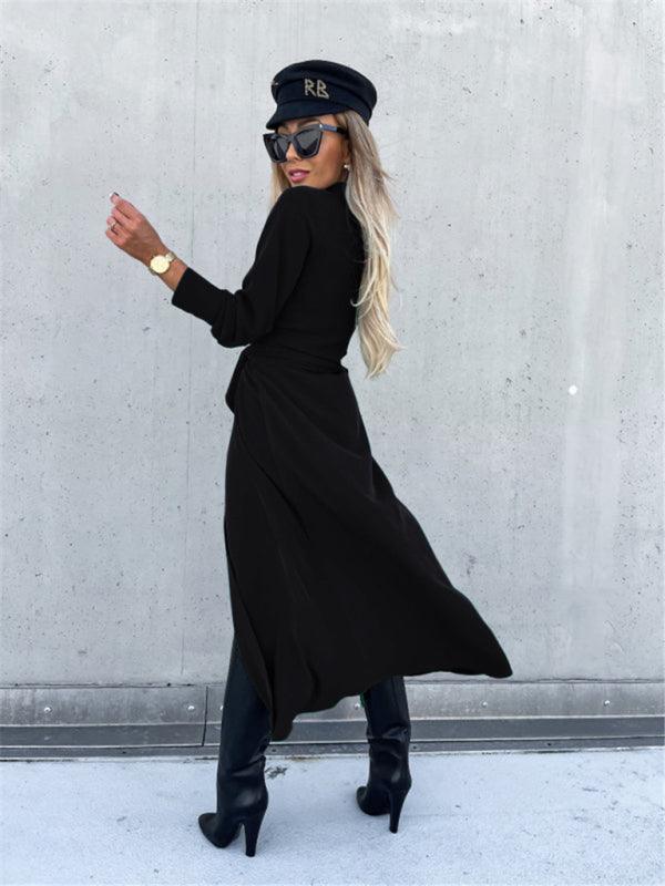 Robe Longue Ceinture et Boutons pour Femmes