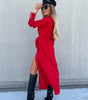 Robe Longue Ceinture et Boutons pour Femmes
