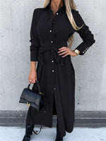 Robe Longue Ceinture et Boutons pour Femmes