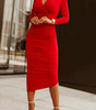 Robe enveloppante à manches longues en V