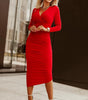 Robe enveloppante à manches longues en V