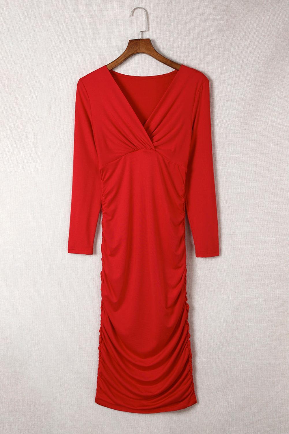 Robe enveloppante à manches longues en V