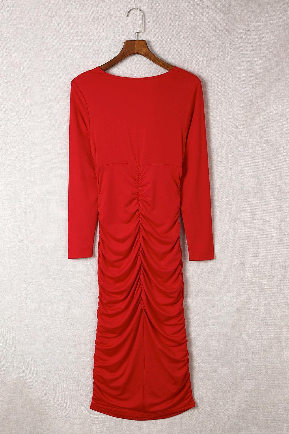 Robe enveloppante à manches longues en V