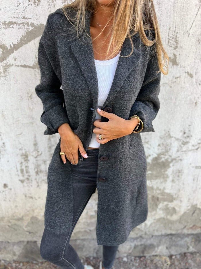 Manteau boutonné à col tailleur pour Femmes