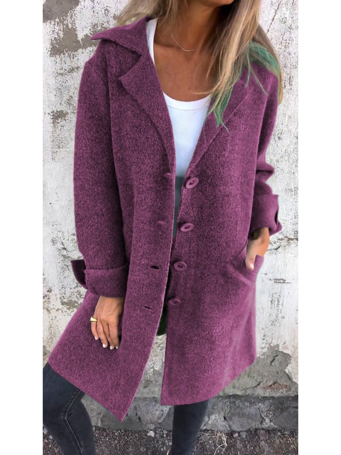 Manteau boutonné à col tailleur pour Femmes