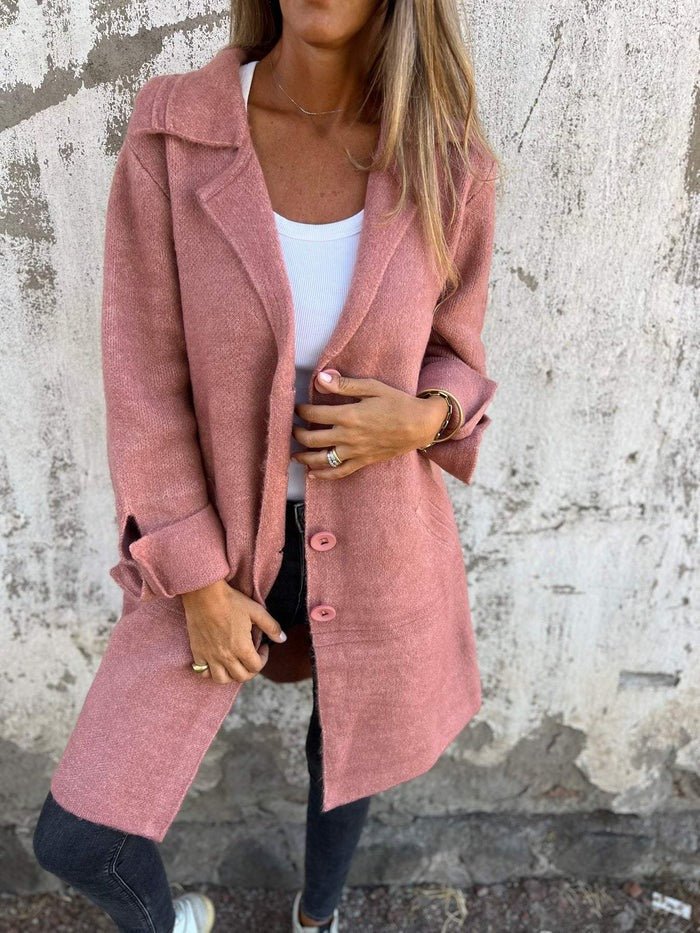 Manteau boutonné à col tailleur pour Femmes