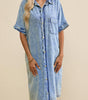 Robe Chemisier Tombante avec Manches Courtes pour Femmes