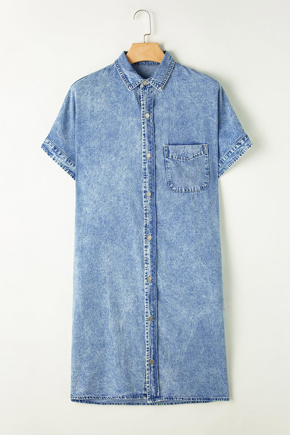 Robe Chemisier Tombante avec Manches Courtes pour Femmes