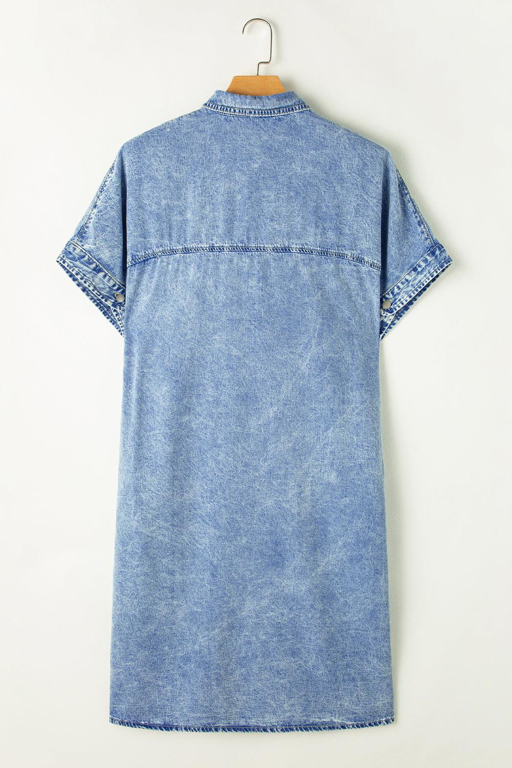 Robe Chemisier Tombante avec Manches Courtes pour Femmes