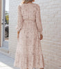 Robe Maxi Imprimé Léopard avec Ceinture et Manches Bouffantes