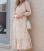 Robe Maxi Imprimé Léopard avec Ceinture et Manches Bouffantes