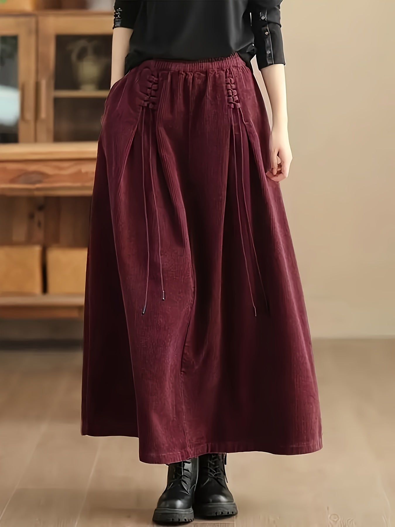 Jupe Maxi Fluide à Lacets pour Femmes