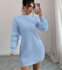 Robe Pull Mini en Maille à Manches Longues et Coupe Ample pour Femme