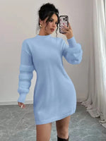 Robe Pull Mini en Maille à Manches Longues et Coupe Ample pour Femme