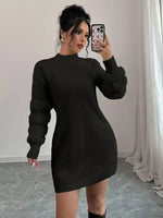 Robe Pull Mini en Maille à Manches Longues et Coupe Ample pour Femme