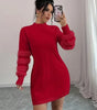 Robe Pull Mini en Maille à Manches Longues et Coupe Ample pour Femme