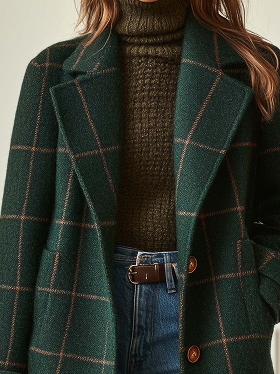 Manteau à Carreaux en Tissu Effet Laine pour Femme - Emilia Lane