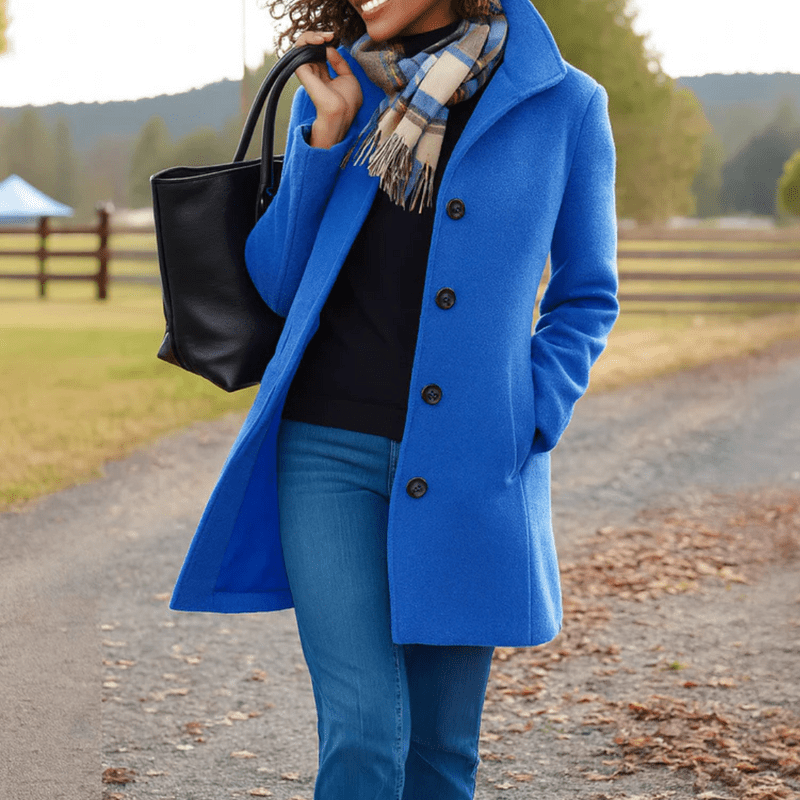Manteau à Col Montant en Tissu Effet Laine pour Femme - Emilia Lane